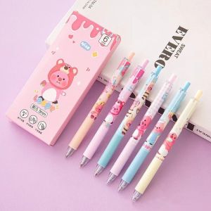 6 Pcs/set 0.5mm Kawaii Cartoon Beaver Loopy Gel Pen Cute Writing Pen School Office Writing Supplies Stationery Gift Students