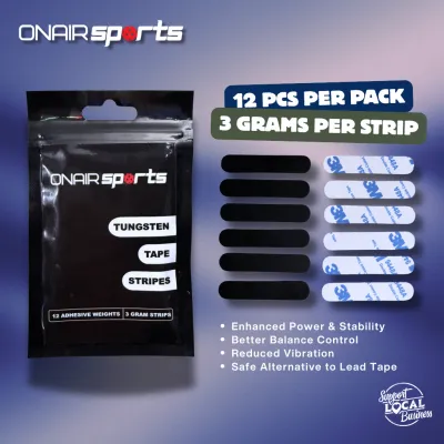 ONAIR Sports Tungsten Tape Strips 12pcs x 3g | Pickleball Paddle & Tennis Racket Weight Tape | Balance Power Stability