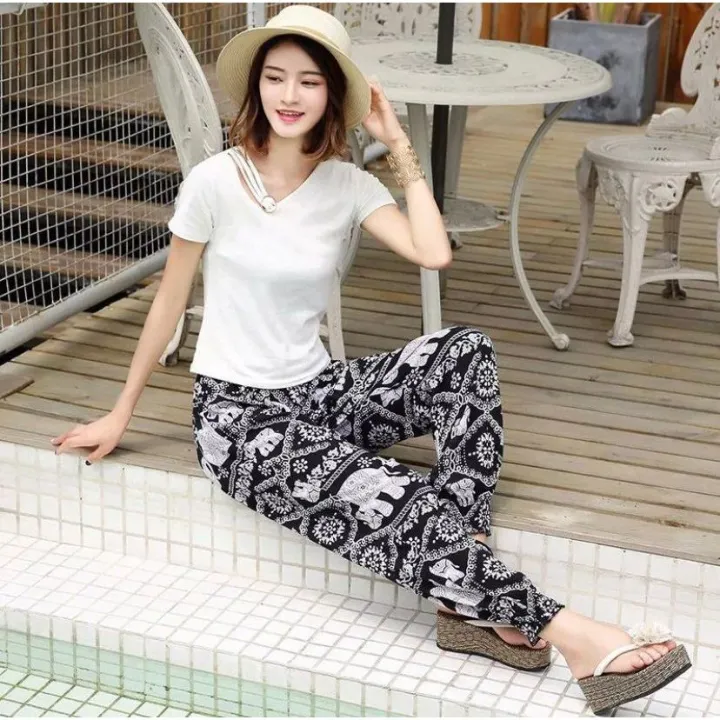 Thailand Batik Elephant Long Pant Plus Size Unisex Women Men/Thailand ...