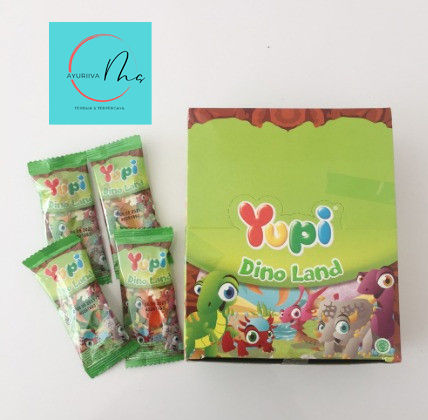 Jajanan Warung Permen Yupi Jelly Dino Land Box isi 24 Marsmallow enak dan kenyal