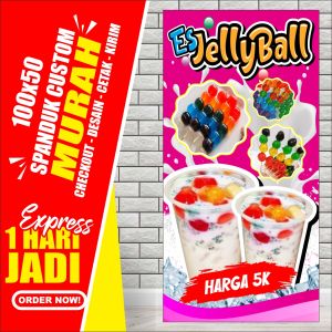 Banner jelly ball / Spanduk Es Jelly Ball ukuran 100x50 cm. COD. Banner jelly ball / Spanduk Es Jelly Ball ukuran 100x50 cm. COD