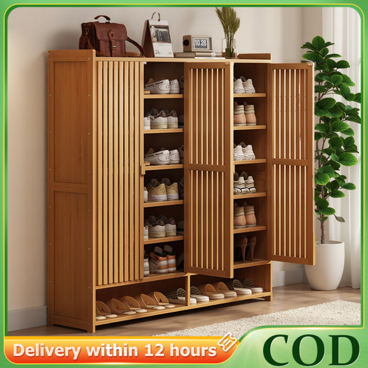 [On Hand] RRH Shoe Cabinet Wooden Door With Cover Rattan / Shoe Rack ...