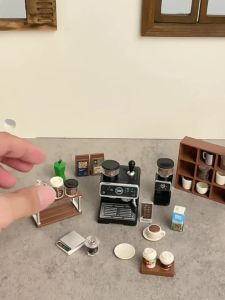1:12 Dollhouse Miniature Coffee Machine Set Miniature Coffee Shop Toy Kit Decor Hobby Collectible