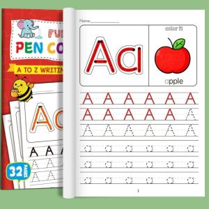 LUZMAR Children English Coloring Book Handwriting 26 Alphabet Practicing Graffiti Book Funny Uppercase and Lowercase Letters Practice Book Pen Control Training