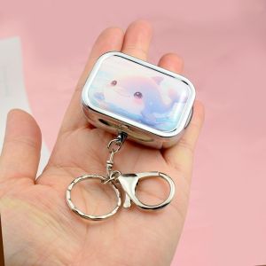 OKDEALS01 Cartoon Pillbox Keychain Pendant Portable Movable Compartment Mini Storage Box Multifunctional Rectangular Jewelry Storage Box Travel