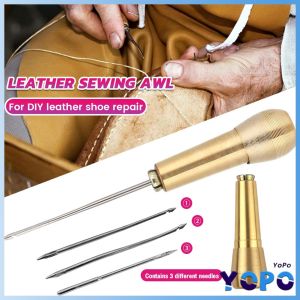 YoPo Copper Handle Leather Sewing Awl Sewing Needle Awls for Leather Shoe Repair