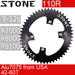 Stone Chainring 110 BCD Oval for Shimano R7000 R8000 R9100 Aero Narrow and Wide Single 9-12 Speed 42T 44T 46T 48T 50 52T 54 56 58T 60 Road Bike 1X Speed 110bcd AERO