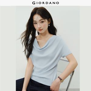 Giordano Women Cowl neck short sleeve knitwear Free Shipping 18356108