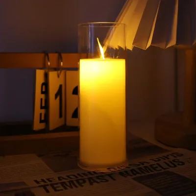 10-15CM LED Flameless Electric Candles Acrylic Glass Tealight Lamps Battery Powered Flickering Fake Candle Wedding Christmas Decor