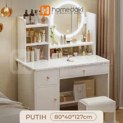 Homedoki Meja Rias Aesthetic/Meja Rias Led/Meja Rias Lampu/Meja Rias Minimalis/Meja Rias Sliding/Meja Make up