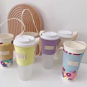 [SG Seller]Holder Straw Holders Bubble Boba Milk Cup bag Tea Coffee Cup bag Canvas Cup bag