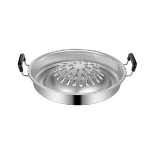 SWEET TIM Multi-function Thai Picnic Grill Pan 30/35cm Portable Food Griddle Round Rust-proof Korean Barbecue Grill Tray Cookware