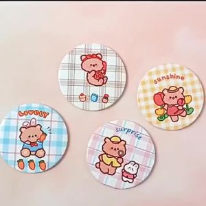 100PCS Mini Cartoon Portable Mirror small Round cute mirror  Makeup Mirror Random Design Girl Gift