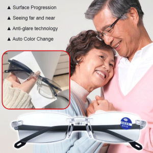Photochromic Blue Light Blocking Presbyopia Glasses/Anti-Glare & UV Protection/Office Reading Outdoor Use/Middle-Aged Elderly/Fashion Enthusiasts