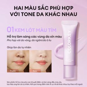 Kem Lót Colorkey Hiệu Chỉnh Màu Nâng Tone Da Mỏng Nhẹ Tự Nhiên  Light Weight Polish Primer 30g - TẶNG BÔNG 1 MÚT TÍM