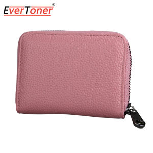 EverToner Genuine Leather Card Bag RFID Blocking Credit Card Holder Men Business Card Wallet Women Change Organizer Zipper Purse