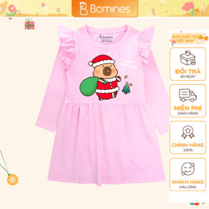 Váy bé gái Capybara Bomines Đầm cotton tay dài cho bé 3-12 tuổi 14-36kg DTDCAPYXMTUI