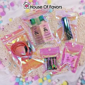 50pcs Iridescent Laser Rainbow Color Zip Lock Plastic Bag Cosmetic Jewelry Holographic Plastik Zipper Packaging Beg