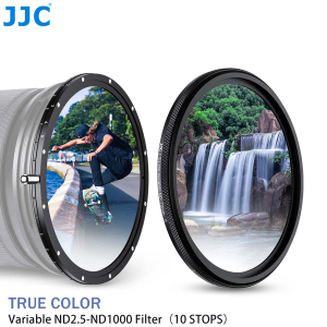 JJC True Color ND Filter Variable ND2-1000 (1-10 stops) Ajustable Neutral Density Lens Filter ND4 ND8 ND16 ND32 ND64 ND1000 VND 0.3-3.0 for DSLR and Mirrorless Digital Camera Photography AccessoryNo Color ShiftNo X CrossNo Vignetting