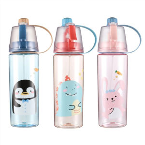 Childrens plastic summer spray water cup men and women elementary school students outdoor sports creative portable water bottle