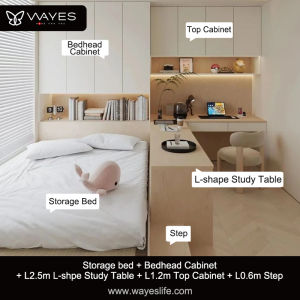 KidsRoom/Bedroom Customize Storage Bed Platform Bed c/w Table & Cabinet Bedroom Combination Set