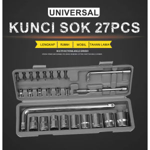 Kunci set/Kunci Sock / Sok Wrench 27 Pcs Toolkit - Kunci Set Gagang Sok Shock Full Set 27pcs