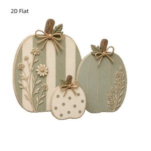 MIIQNUS 3 pcs Hoa chấm bi Đồ trang trí hình bí ngô bằng gỗ. Mùa thu hoạch. Trang trí nhà cửa Đồ trang trí Halloween Phong cách mộc mạc 2D phẳng Tượng bí ngô hoa dại Trang trí theo phong cách nông trại