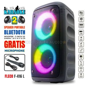 Speaker Aktif Super Bass Bluetooth Karaoke FLECO F-416L GRATIS MICROPHONE Karaoke Speaker Bluetooth Full Bass Subwoofer Speaker Speaker Aktif Subwoofer Full Bass Salon Bluetooth Full Bass