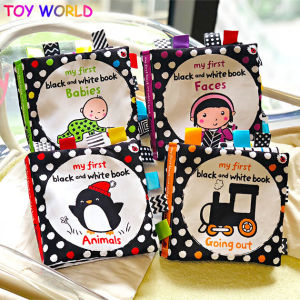 15X15CM Soft Baby Can Bite Black and White Label Cloth Book for Baby Newborn Infant Visually Stimulates The Ringing Paper To Tear Not Rotte Early Education Books Activities Cloth Quiet Books for Boys Girls