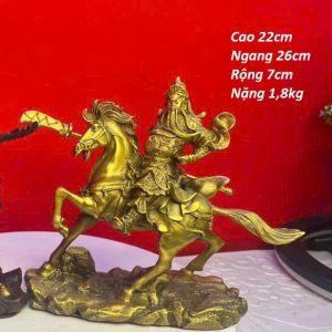 Tượng Quan công Quan Vân Trường cưỡi xích thố bằng đồng vàng MS760