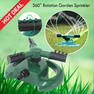 360° Rotating Lawn Garden Water Sprinkler Irrigation System 3 Nozzle Pipe / Paip Air Bercabang