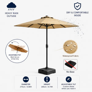 2.7M Parasol Waterproof Garden Patio Umbrella Sun Shade Umbrella Beach retractable UV-Proof
