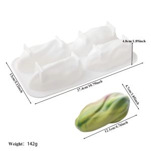 KEYOOL 4-Cell Design Pistachios Chocolate Mold Food Grade Silicone Coffee Bean-shaped French Pastry Mold French Design Handmade Baking Tools Party Dessert