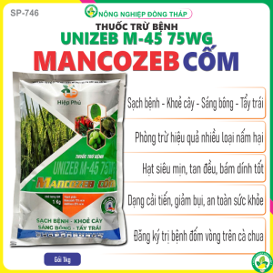 Thuốc Trừ Bệnh UNIZEB M-45 75WG Hiệu MANCOZEB CỐM – Sạch Bệnh Khỏe Cây Sáng Bông Tẩy Trái – Xuất Xứ ẤN ĐỘ (Gói 1Kg)