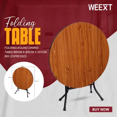 WEEXT Folding Round Dining Table 80cm x 80cm x 107cm Big