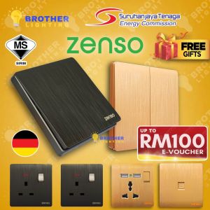 Zenso Grande Socket and Wall Switche Slim Modern Switch Design 13A 15A 20A 45A Door Bell Astro TV USB [Black/Gold] [SIRIM]