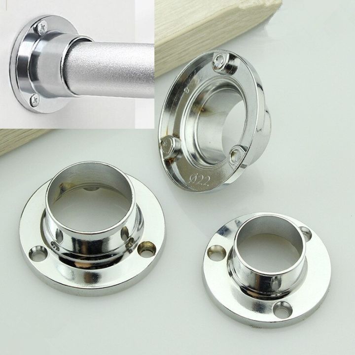 2Pcs Flange Bracket Hanging Clothes Rod Seat Hanger Pipe Stainless ...