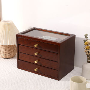 Luxury Wooden Jewelry Storage Box Lockable Portable Jewelry Display Organizer Case for Women