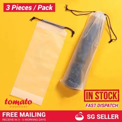 [SG STOCK] 3 Pcs Umbrella Cover Storage Transparent Waterproof Drawstring Bag Pouch Sleeve