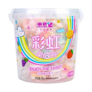 [ Trở về tuổi thơ ] Combo 2 hộp Kẹo cuộn trái cây/ Kẹo mềm vị hoa quả 7 sắc cầu vồng món ăn vặt giải trí siêu ngon hộp 208g