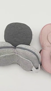Stripe Breathable Neck Pillow Convertibles to Eye Mask for Airplanes Car Travel