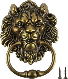 1pcs Lion Head Door Knocker 6 Inch Decorative Front Door Knocker Antique Lion Door Ring Pull Handle