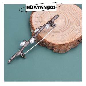 HUAYANG01 [2023 new HOT FASHION] lazlook เข็มกลัดรูปดอกพลัมประดับมุกแนววินเทจเข็มกลัดช่อดอกไม้สุดหรู