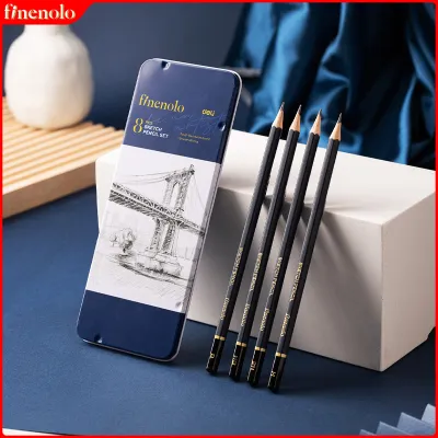 Deli Finenolo Drawing Pencil Set 2H H HB B 2B 4B 6B 8B Iron Box (8Pcs/Set) EC26