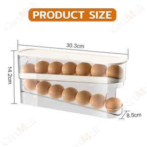 2-layer Refrigerator Egg Storage Box Kitchen Egg Rolling Storage Box