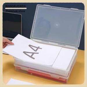 [COD] กล่องเก็บแฟ้มพลาสติกใสกล่องเก็บของทรงสี่เหลี่ยมกล่อง A4กล่องจัดระเบียบกันฝุ่นบนโต๊ะ