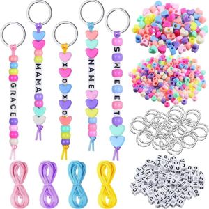 566 Pcs DIY Bead Keychain Kit Key Chain Making Craft Adjustable Letter Beads String Mama Gift Alphabet Bead Jewelry Key Ring2026