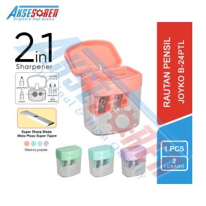 Aksesoren Rautan Pensil Joyko 2 In 1 [B-24PTL/1 Pcs] / Serutan Pinsil 2 Lubang Kerokan Pencil Sharpener / Penyerut Pengsil / Pengserut Pingsil