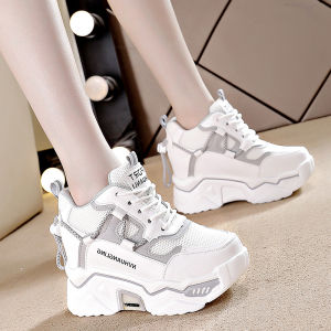 COLDIE 2025 Sneaker for Women Inner Height Increase All Match Thick Bottom Casual Rubber Shoes White Shoes Women(Add one size)#Q807