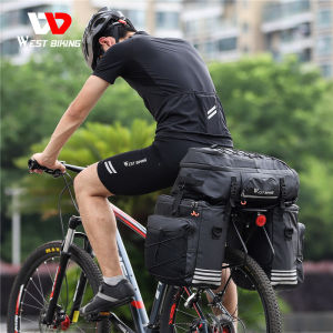 WEST BIKING 3 in 1 Multifunction Bicycle Trunk Bag Waterproof Mountain Bike Luggage Rear Bag Large Capacity Travel Carrier Seat Rack Bag